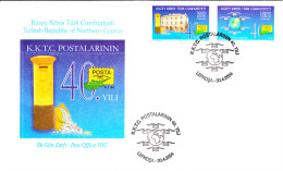 KK-218 NORTHERN CYPRUS 40th ANNIVERSARY OF TRNC POSTAL SERVICES F.D.C. - Brieven En Documenten