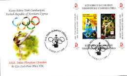 KK-254 NORTHERN CYPRUS BEIJING OLYMPIC GAMES SET F.D.C. (2) - Lettres & Documents