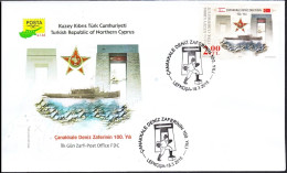 KK-594 Northern Cyprus 100th Anniversary Of Naval Victory Of DARDANELLES F.D.C. - Briefe U. Dokumente