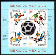 ROMANIA 1970 Football World Cup Block Used.  Michel Block 75 - Blokken & Velletjes