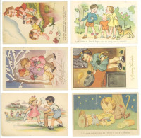 GOUGEON - Lot De 6 CPA - Scènes Enfantines, Couples D' Enfants, Chien, Neige, Crepe  . ..(31) - Gougeon