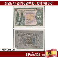 C0987.3# España 1938. 2 Pts. Estado Español (UNC) P109a - 1-2 Pesetas