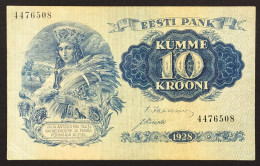 EESTI PANK Estonia 10 KUMME KROONI 1928 Pick#63 Vf Bb  Lotto 4006 - Estonie