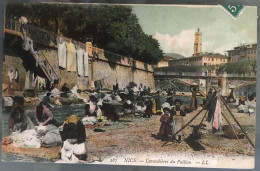 Nice - 3 CPA Animées, Dont Lavandières Du Paillon; Place Et Statue Garibaldi; La Place Masséna. Années 1900-1910 - Lots, Séries, Collections