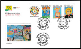 KK-808 Northern Cyprus April 23 And ATATURK Children's Day F.D.C. - Storia Postale