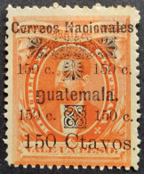 Guatemala 1886 Chemin De Fer Barrios Erreur De Surcharge Overprint Error G De GUATEMALA à L'envers Yvert 31 * MH - Errores En Los Sellos