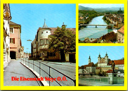 45576 - Oberösterreich - Steyr , Grünmarkt , Ateliercafe , Flößerdenkmal , Michaelerkirche , Eisenstadt - N. Gelaufen  - Steyr