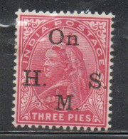 INDIA INDE 1899 SERVICE OFFICIAL STAMPS QUEEN VICTORIA 3p MH - 1882-1901 Empire