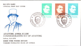 KK-020 NORTHERN CYPRUS COMMEMORATIVE STAMPS OF ATATURK F.D.C. - Covers & Documents