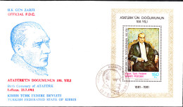 KK-033 NORTHERN CYPRUS BIRTH CENTENARY OF ATATURK  F.D.C. - Lettres & Documents