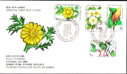 KK-038 NORTHERN CYPRUS FIELD FLOWERS F.D.C. - Lettres & Documents