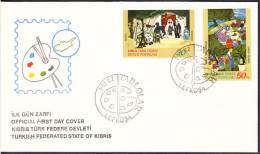 KK-041 NORTHERN CYPRUS PAINTINGS F.D.C. - Storia Postale