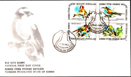 KK-047 NORTHERN CYPRUS BIRDS F.D.C. - Lettres & Documents