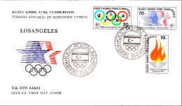 KK-050 NORTHERN CYPRUS LOS ANGLES OLYMPIC GAMES F.D.C. - Covers & Documents