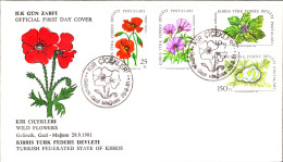 KK-034 NORTHERN CYPRUS FIELD FLOWERS F.D.C. - Briefe U. Dokumente