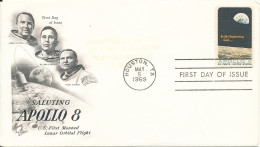 USA FDC Saluting Apolo 8 Houston 5-5-1969 Art Craft Cachet - 1961-1970