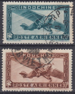 TIMBRE INDOCHINE 1949 - POSTE AERIENNE N° 46 & 47 OBLITERATIONS CHOISIES - Luchtpost