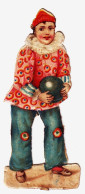 CHROMO DECOUPIS >> ENFANT CLOWN VESTE ROUGE JOUANT AUX BOULES > DIM. 9CM S/4CM -BON ETAT -REF-CHR-DEC-N°2-CLOWN ROUGE - Kinder