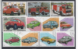 VOITURES Et CAMIONS De POMPIERS - LOT TIMBRES OBLITERES - Vrachtwagens