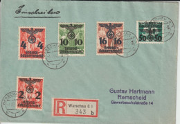 1940 - GG De POLOGNE - ENVELOPPE RECOMMANDEE De VARSOVIE => REMSCHEID - Gobierno General