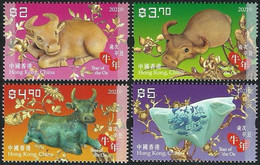 2021 HONG KONG YEAR OF THE OX STAMP 4V - Unused Stamps