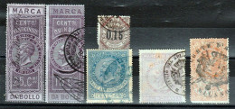 ITALIE - PETIT LOT DE 6 TIMBRES FISCAUX OBLITERES - Fiscales