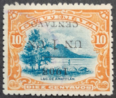 Guatemala 1908 Lac Lake Amatitlan Surcharge Renversée Inverted Overprint  Yvert 138b (*) MNG - Fehldrucke