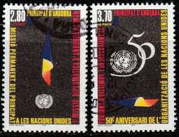 ANDORRE     50ème Anniversaire De L'O.N.U.     N° Y&T  464 Et 465  (o) - Used Stamps