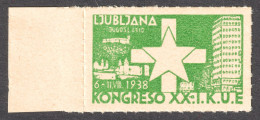 Yugoslavia Ljubljana Slovenia 1938 ESPERANTO Congress CATHEDRAL Church CASTLE LABEL CINDERELLA VIGNETTE MNH - Bienfaisance