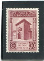 SAN MARINO - 1943  30c   TWENTY YEARS   MINT - Neufs