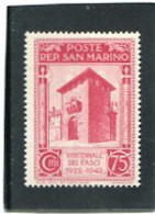 SAN MARINO - 1943  75c   TWENTY YEARS   MINT - Neufs