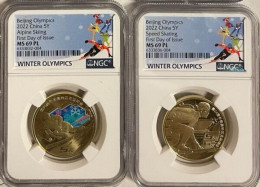 China 2022 China Beijing Olympics Winter Colored Coins NGC 69 White Box - Chine