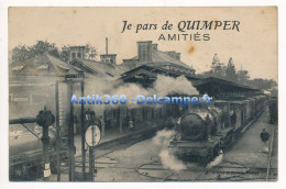 CPA 29 QUIMPER Je Pars De Quimper, Train En Gare - Quimper