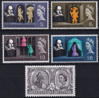 MiNr. 366 - 370 Großbritannien 1964, 23. April. 400. Geburtstag Von William Shakespeare - Postfrisch/**/MNH - Unused Stamps