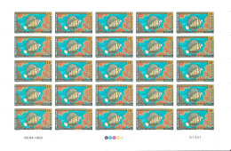 Poisson , Wallis Et Futuna, N°451, Feuille De 25 Timbres, Zebrasoma Veliferum (W7) - Ungebraucht