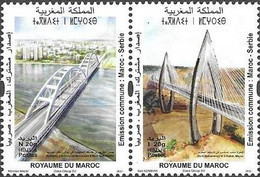 MOROCCO,  2022, MNH,JOINT ISSUES, JOINT ISSUE WITH SERBIA, BRIDGES,2v - Joint Issues