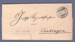 DR Brief -  Frei L. Avers. No. 16 - Grosshl. Badisches Domänendirektion  - Karlsruhe 10.10.91 --> Sackingen (2CTX-248) - Service