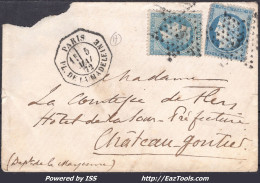 FRANCE N°29B+60A SUR LETTRE ETOILE DE PARIS 3 + CAD OCTOGONAL PL DE LA MADELEINE DU 05/05/1872 RARE - 1871-1875 Ceres