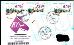 PT-0002 POSTAL HISTORY 100th ANNIVERSARY OF THE TURKISH CINEMA REGISTERED MAIL F.D.C. - Covers & Documents