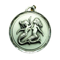 Round Pendant Mermaids Siren 30mm Metallic Pre-Owned 03161 - Anhänger