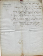 1855 Timbre Empire Non Dentelé  ENTETE ROULAGE TRANSPORT Ricaud  Beaune Cote D’Or Pour Directeur Des Houillères D’Epinac - 1800 – 1899