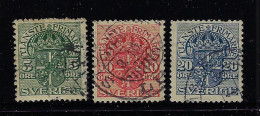SWEDEN 1910 OFFICIAL STAMPS SCOTT #O31,O33,O35 USED - Dienstzegels