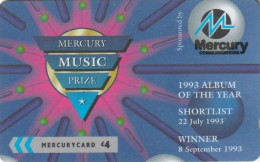 REINO UNIDO. MER435A. Mercury Music Prize (2) - 37MERD. 4 £. (851) - Mercury Communications & Paytelco