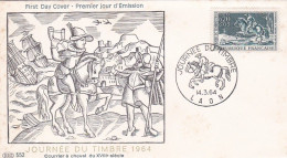 FDC---1964 -- Journée Du Timbre ...Courrier à Cheval.... ..cachet  LAON - 02 - 1960-1969