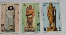 Egypt 1989 -  Mint Complete SET Of The Post Day - Statue Of K. Abr, Queen Nefert & King Ra Hoteb )  - MNH) - Unused Stamps