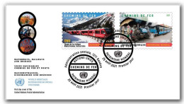 UN United Nation 2021 Darjeeling Railway,Albula Line, Steam Engine, Train 2v Stamp FDC Cover (**) India Italy - Brieven En Documenten