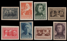 Polen 1947 - Mi-Nr. 463-470 B ** - MNH - Ungezähnt - Polnische Kultur II - Neufs