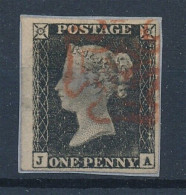 Great Britian/UK 1840 Black Penny (JA) Stamp VF Used With Big Margins On Paper 1v - Used Stamps