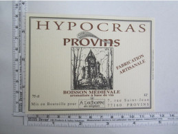 Publicité étiquette De Vin Hypocras Provins Tour César - Alcools