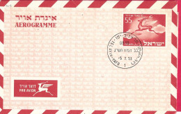 ISRAELE - INTERO AEROGRAMMA 55 - ANNULLO  "TEL AVIV-YAFO *5.7.53 - Luchtpost